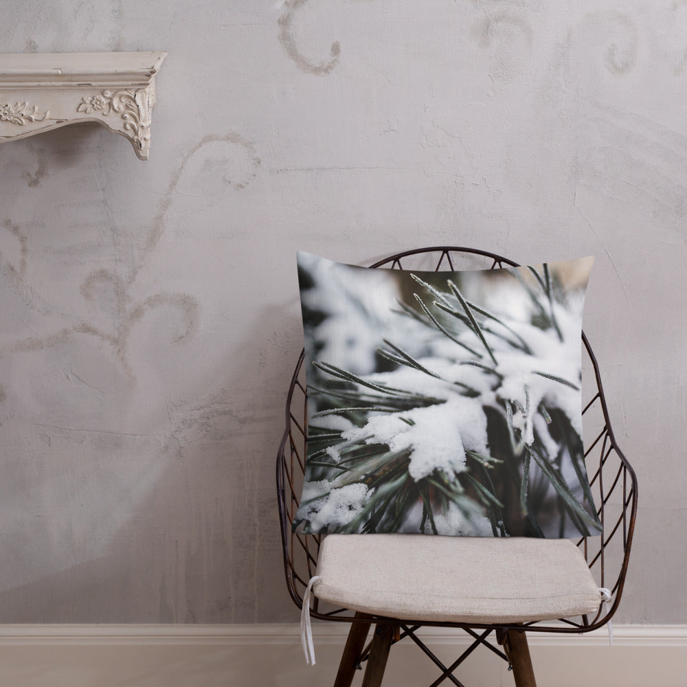 Decorative Premium Pillow for Bed or Sofa. Pine Tree with Fresh Snow!