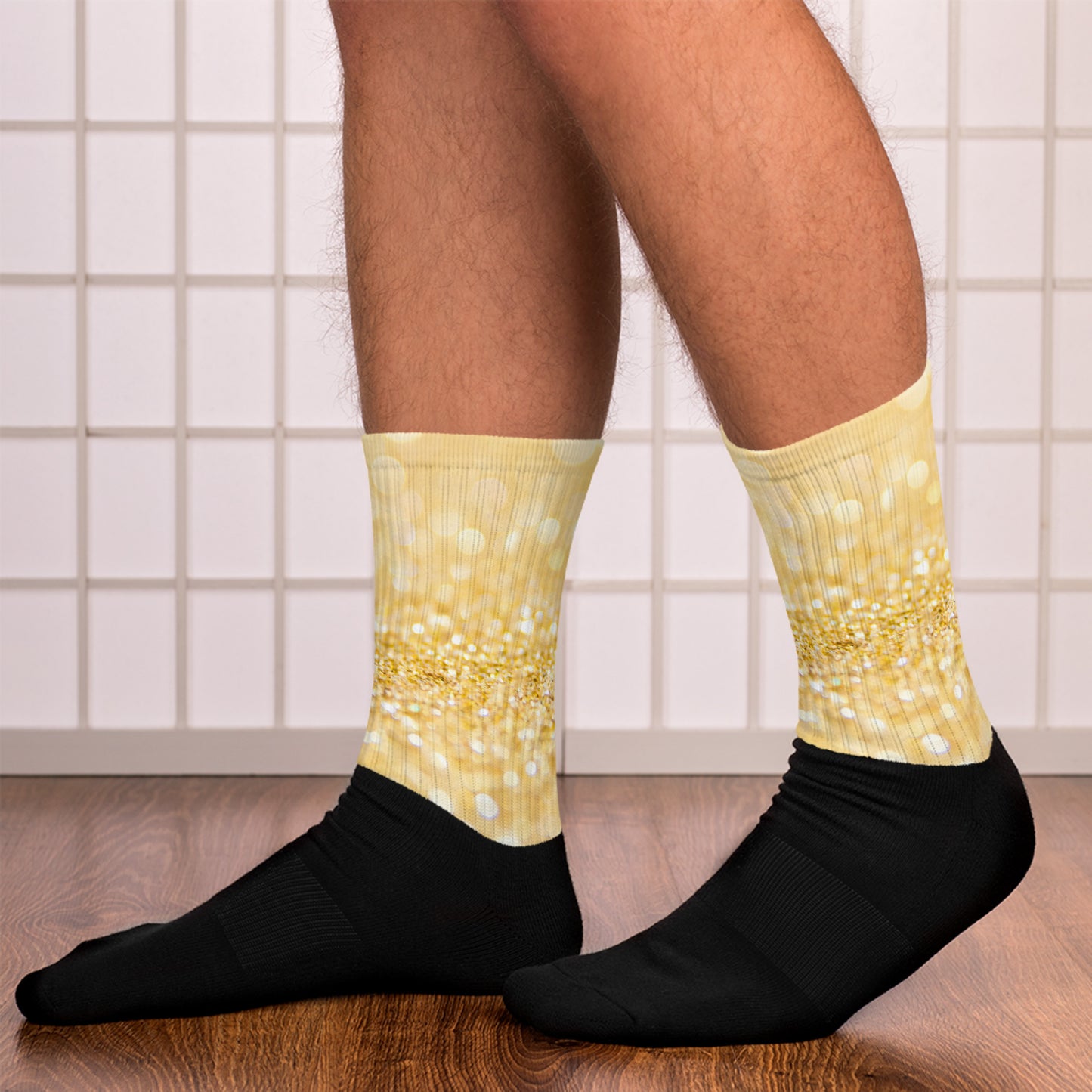 Unisex Thigh High Socks Gold Glitter Lot - 1st Wedding Anniversary Gift - Surprise Gift for Husband or Wife