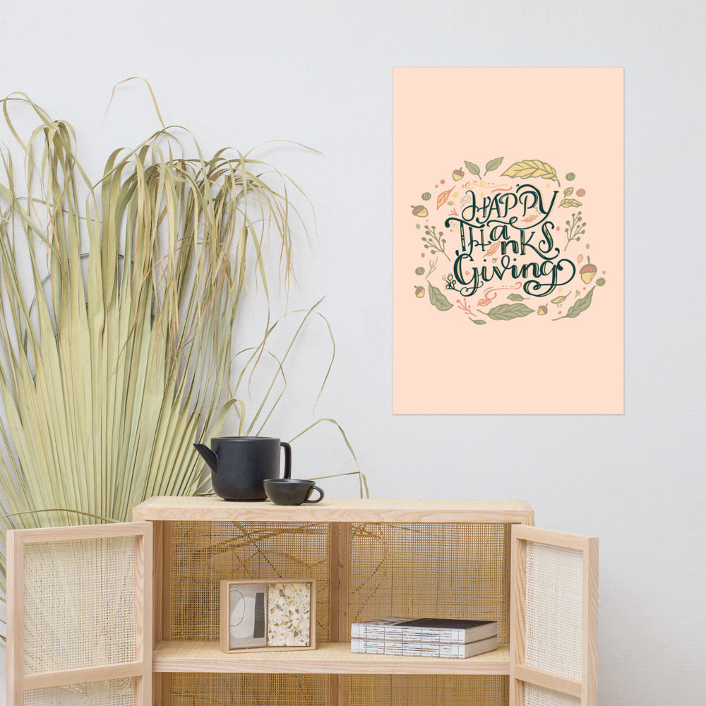 Happy Thanksgiving Lettering Poster