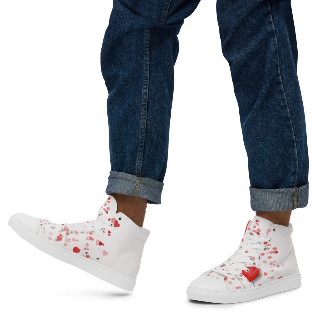 Valentine's Hearts Men’s High Top Canvas Shoes