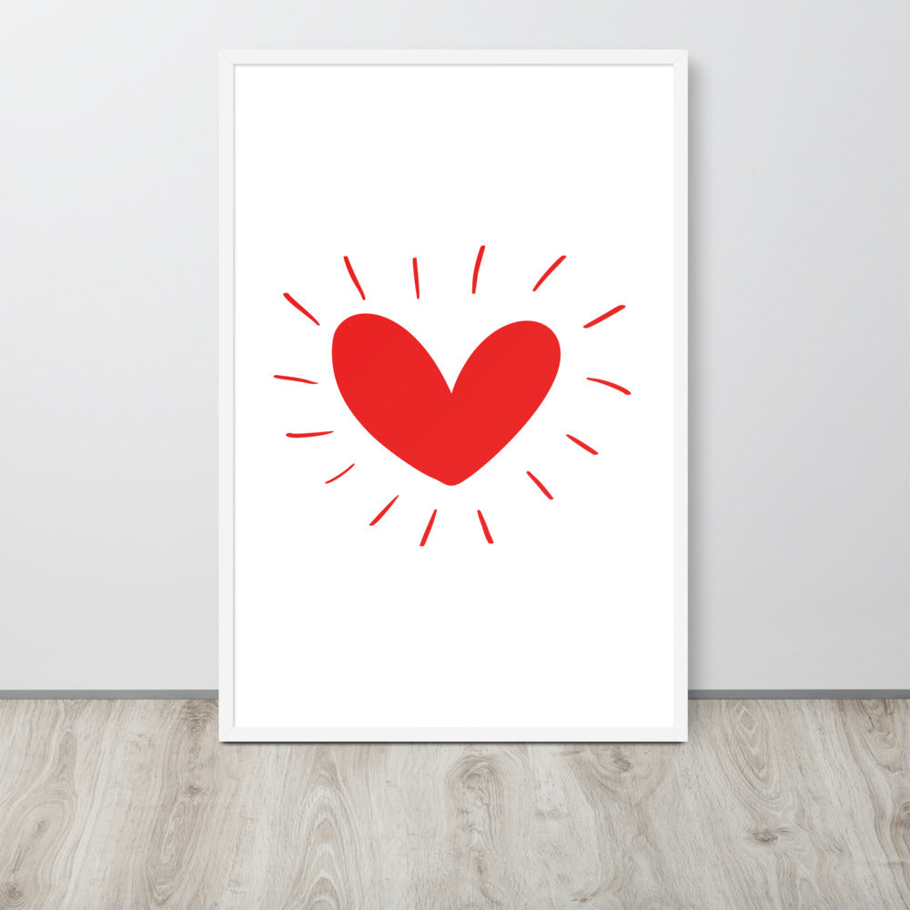 Hand Drawn Scandinavian Heart Framed Photo Paper Poster