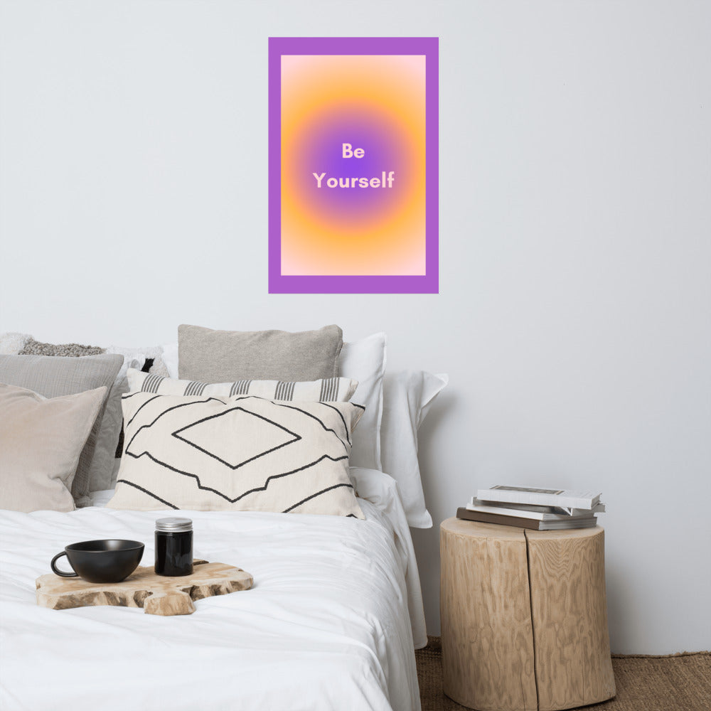 Colourful Gradient Blur Be Yourself Quote Photo Paper Poster
