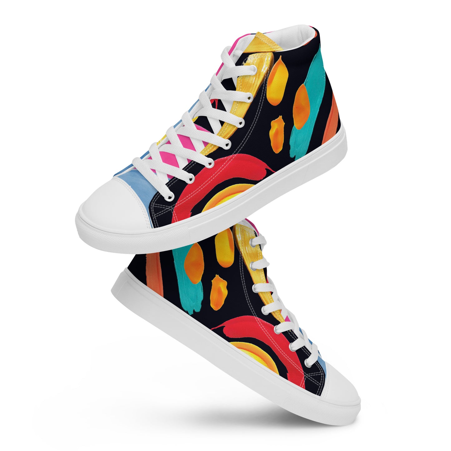 Women’s High Top Canvas Sneakers Colourful Watercolour Pattern