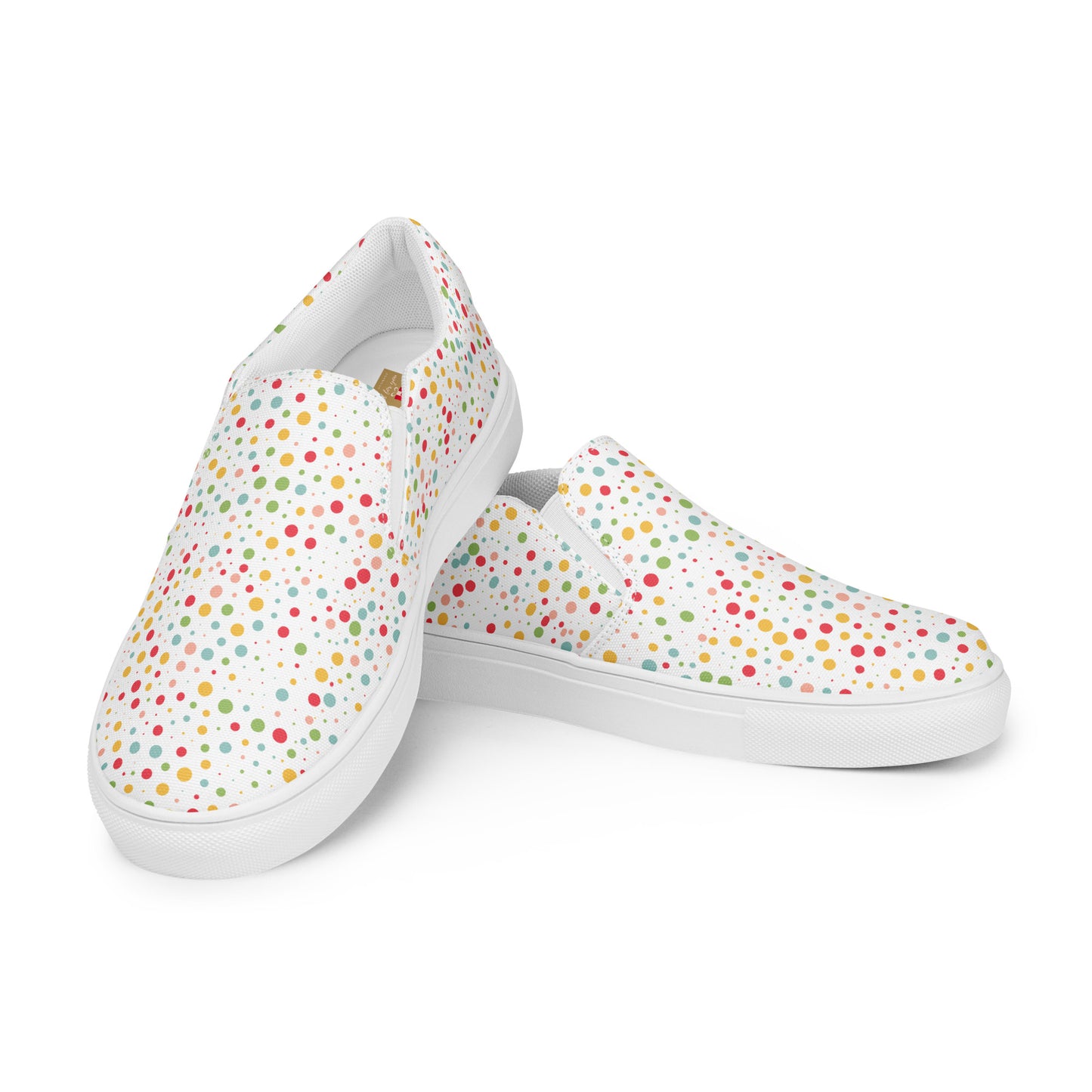 Women’s Retro Colourful Polka Dots Pattern Slip-on Canvas Shoes