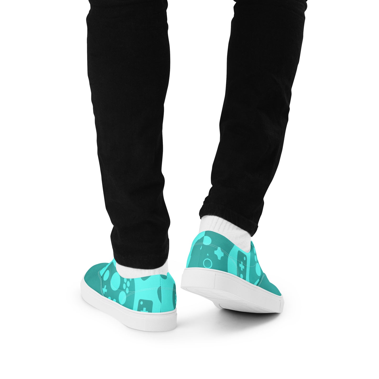 Game on Your Feet: Men's Lace-up Canvas Shoes with Gamepad Controller Design