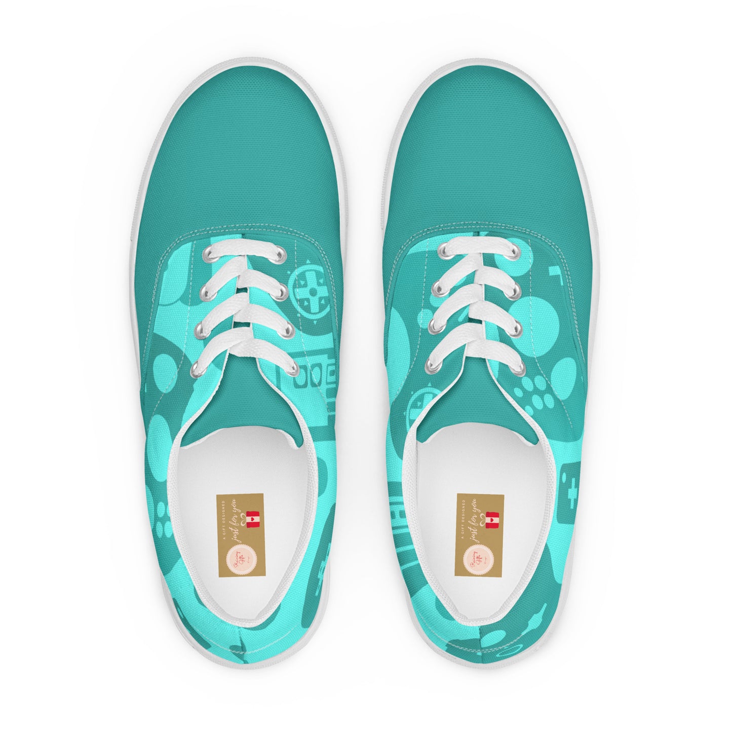 Game on Your Feet: Men's Lace-up Canvas Shoes with Gamepad Controller Design