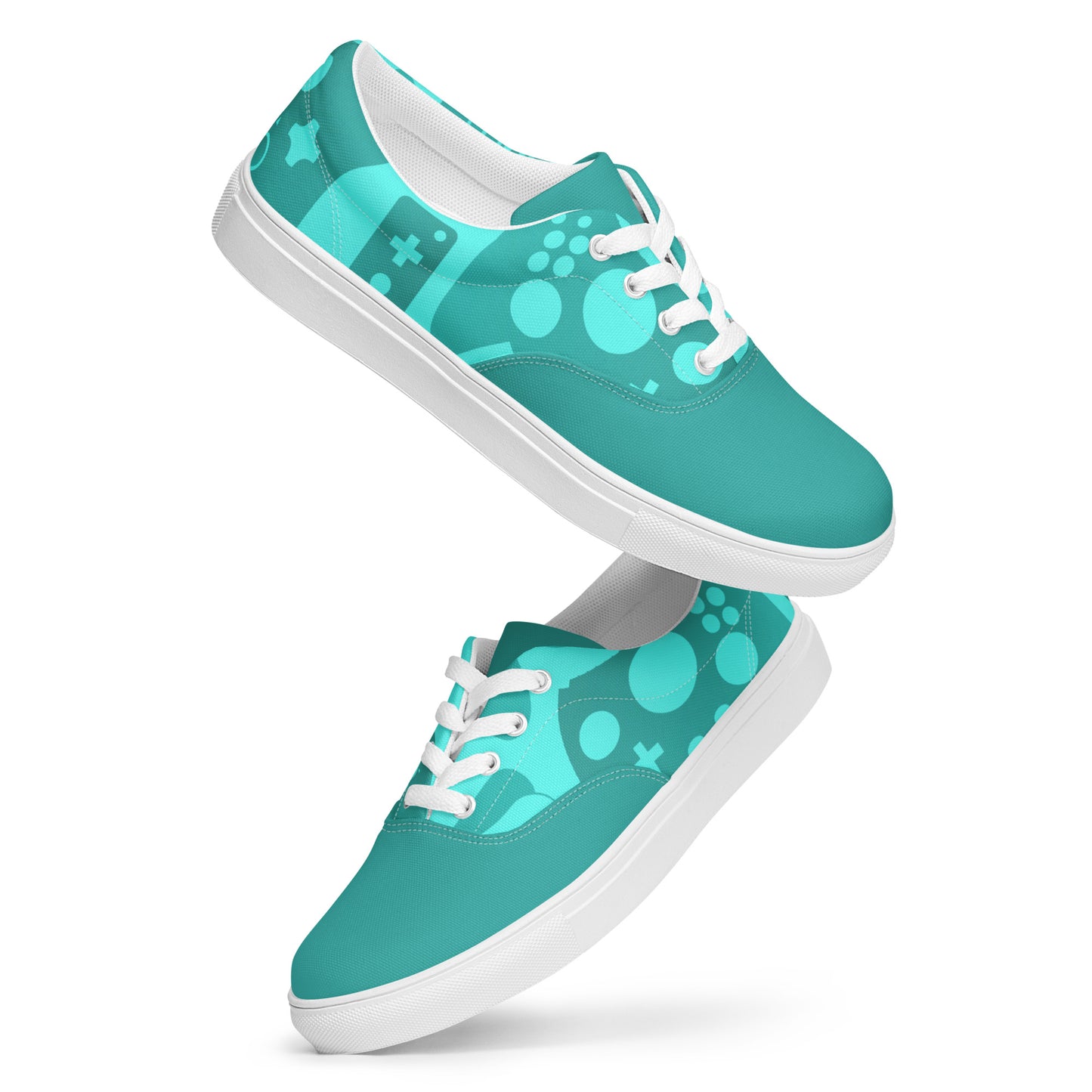 Game on Your Feet: Men's Lace-up Canvas Shoes with Gamepad Controller Design
