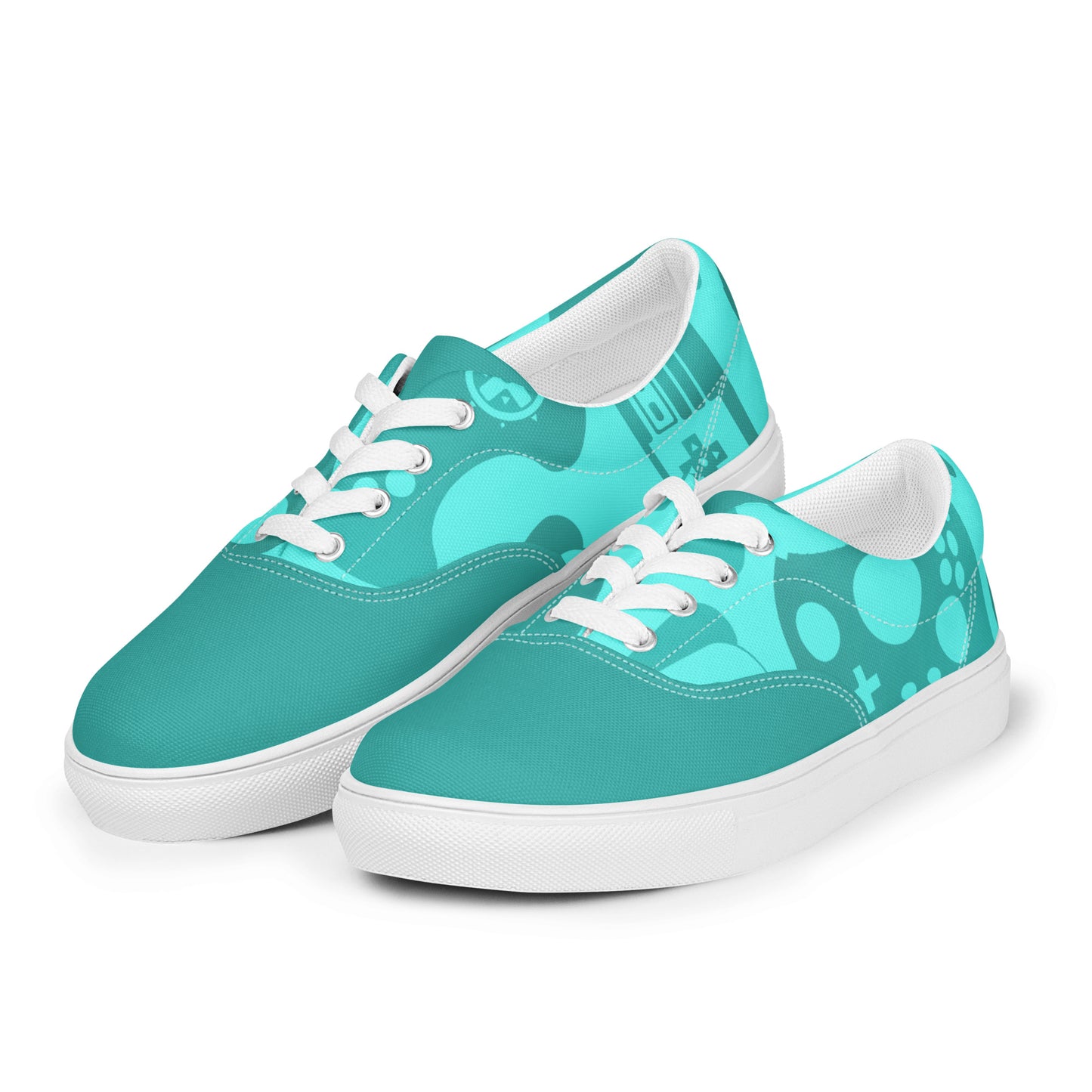 Game on Your Feet: Men's Lace-up Canvas Shoes with Gamepad Controller Design