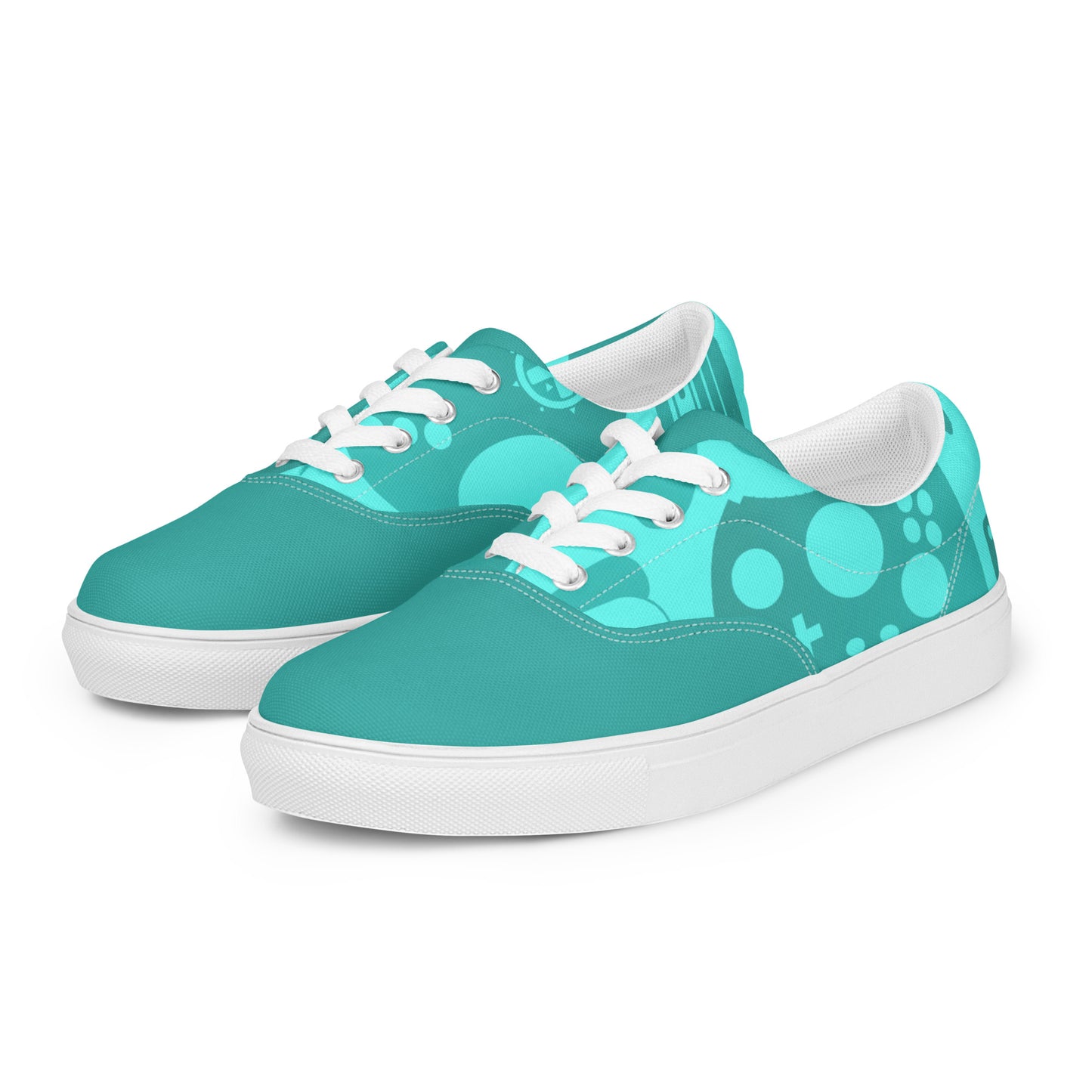 Game on Your Feet: Men's Lace-up Canvas Shoes with Gamepad Controller Design