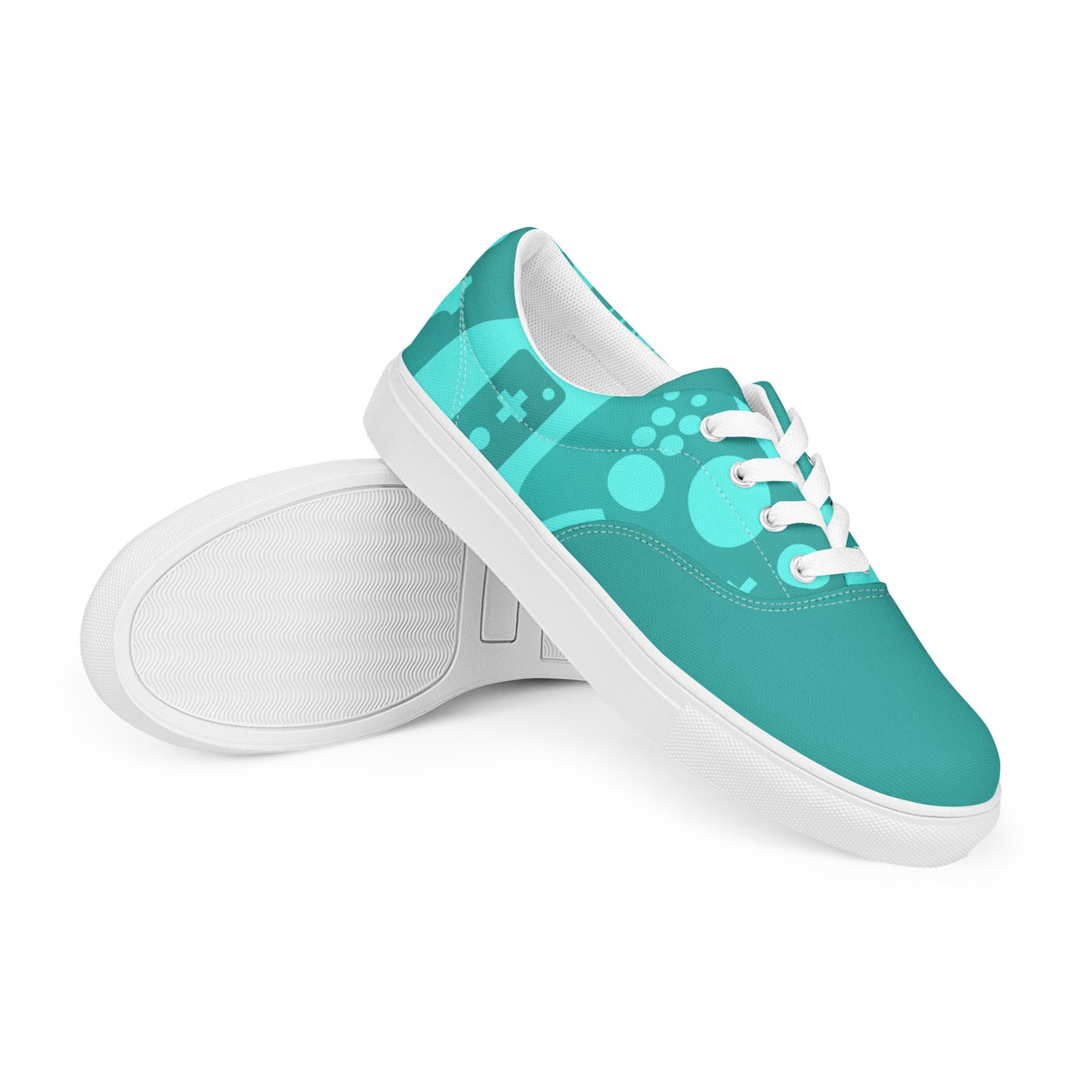 Game on Your Feet: Men's Lace-up Canvas Shoes with Gamepad Controller Design