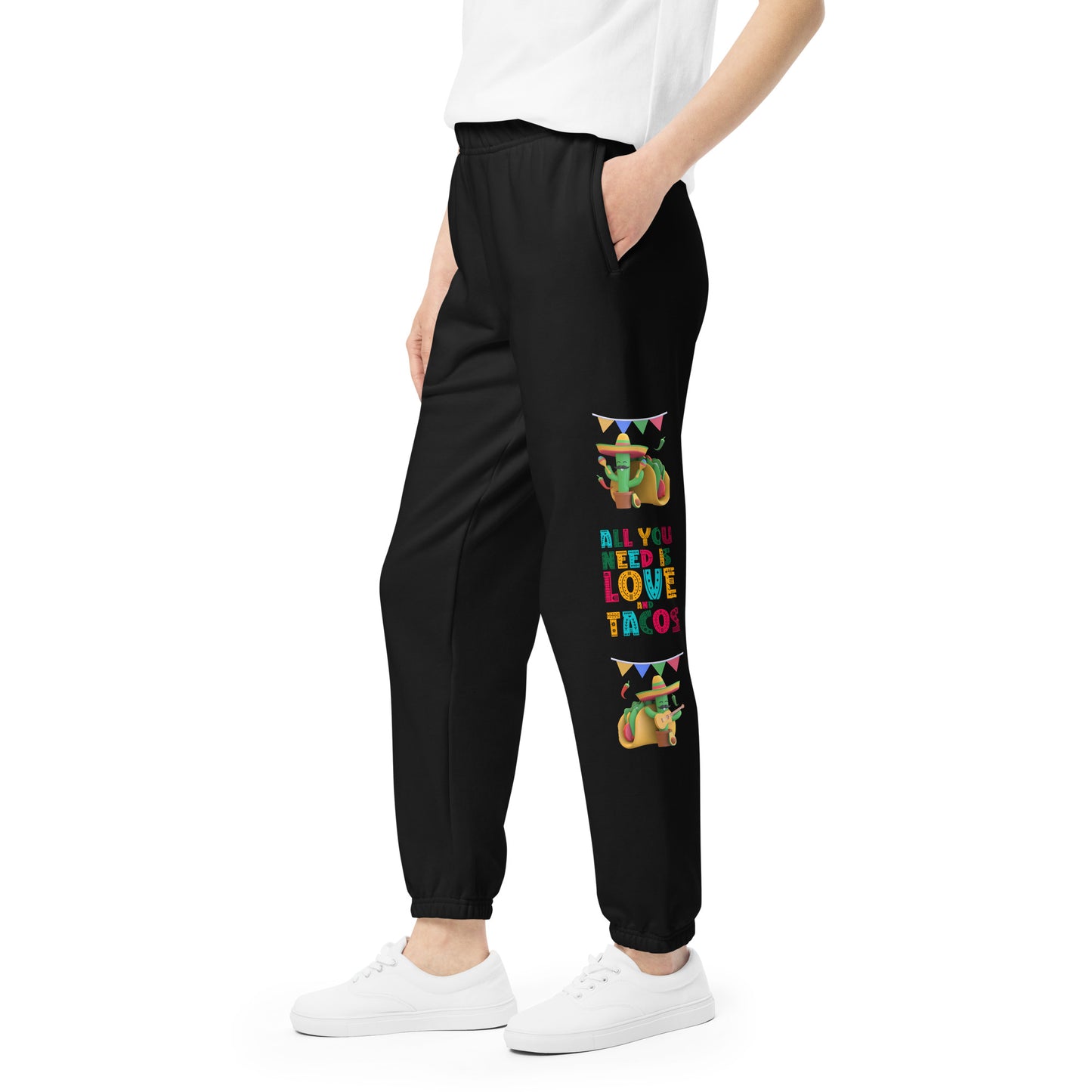 Spicy Serenades: Musical Chili Pepper and Cactus Unisex Sweatpants - Raining Gifts Exclusive!