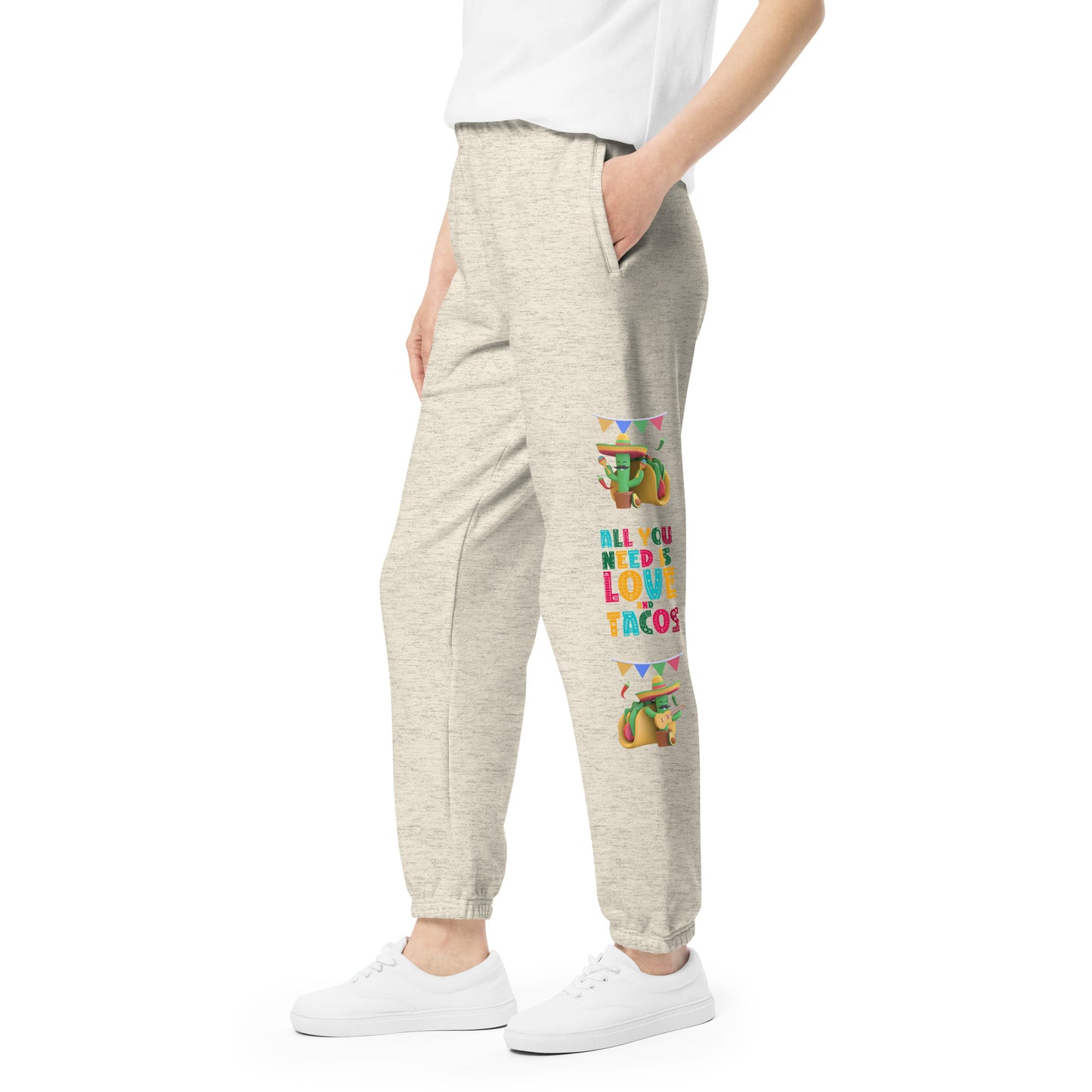 Spicy Serenades: Musical Chili Pepper and Cactus Unisex Sweatpants - Raining Gifts Exclusive!