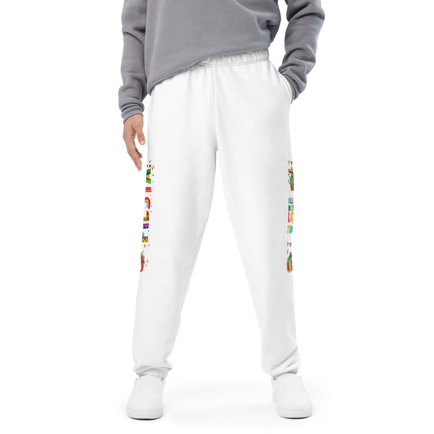 Spicy Serenades: Musical Chili Pepper and Cactus Unisex Sweatpants - Raining Gifts Exclusive!