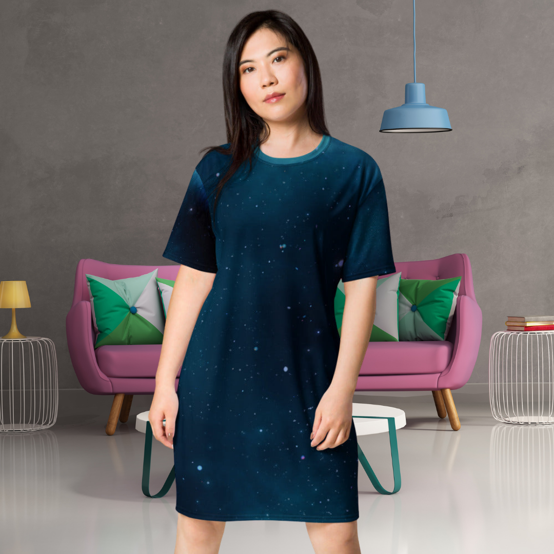 Starry Night Sky T-shirt Dress