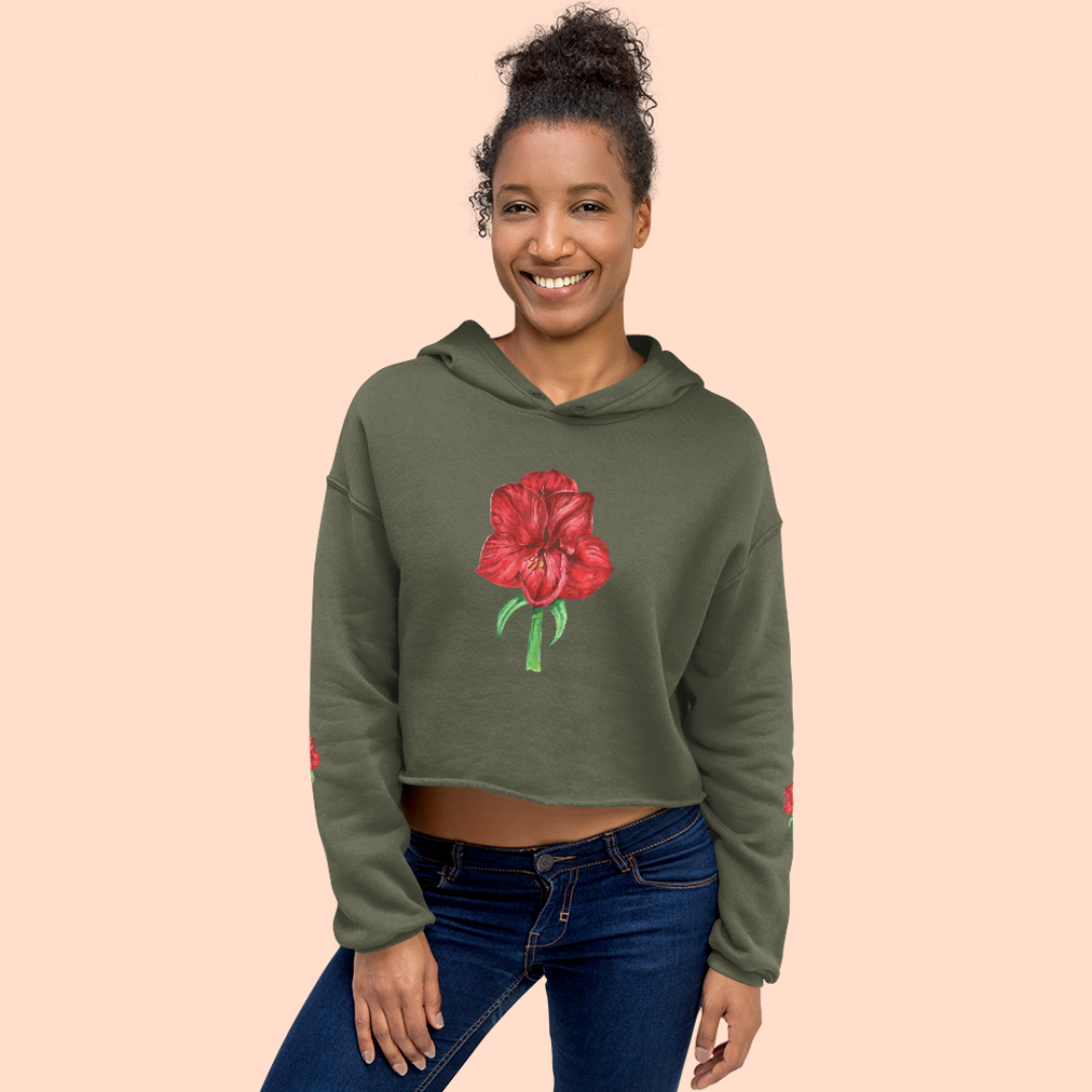 Crop Top Hoodie Amaryllis Live Life in Full Bloom