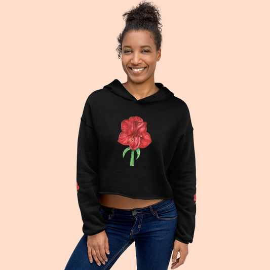Crop Top Hoodie Amaryllis Live Life in Full Bloom