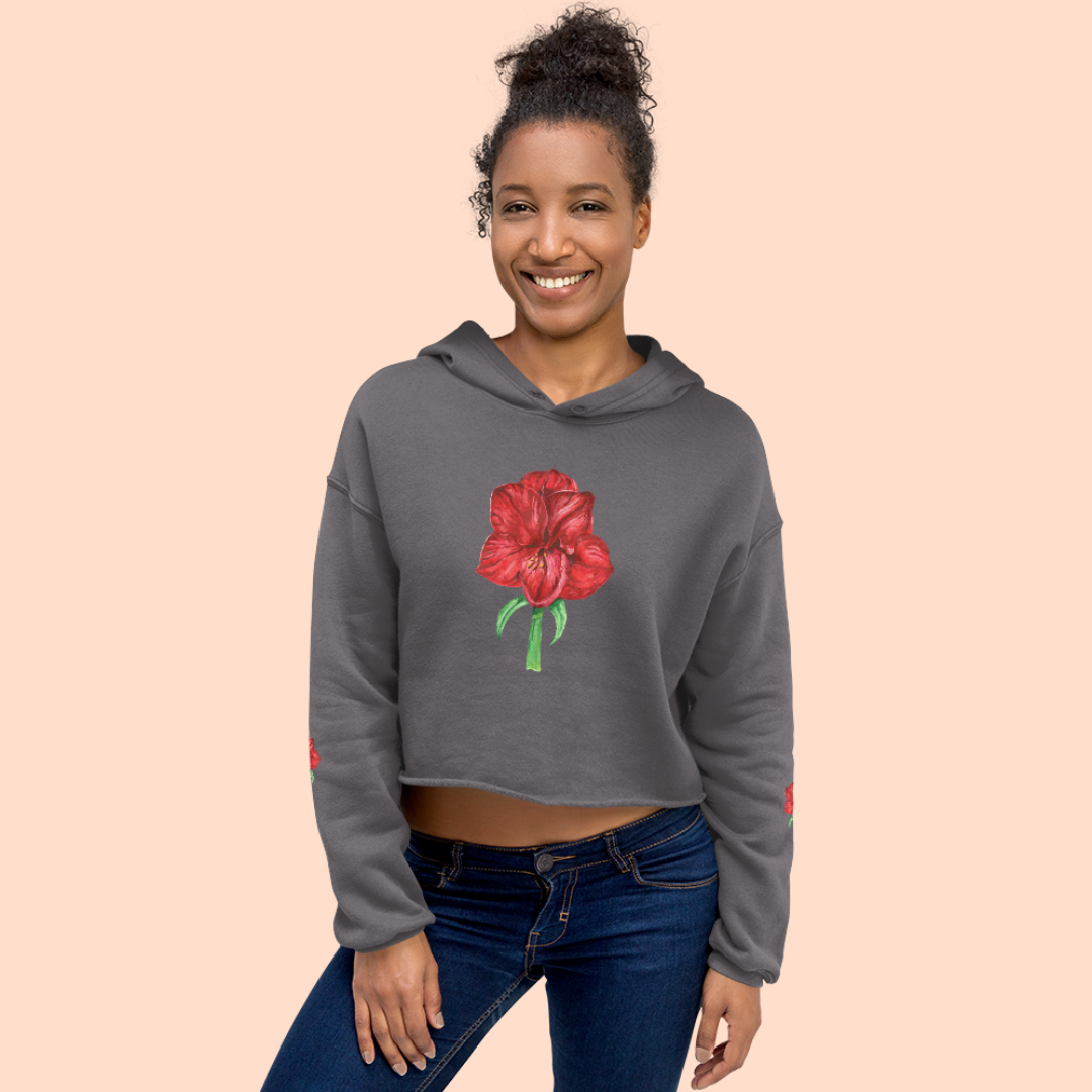 Crop Top Hoodie Amaryllis Live Life in Full Bloom