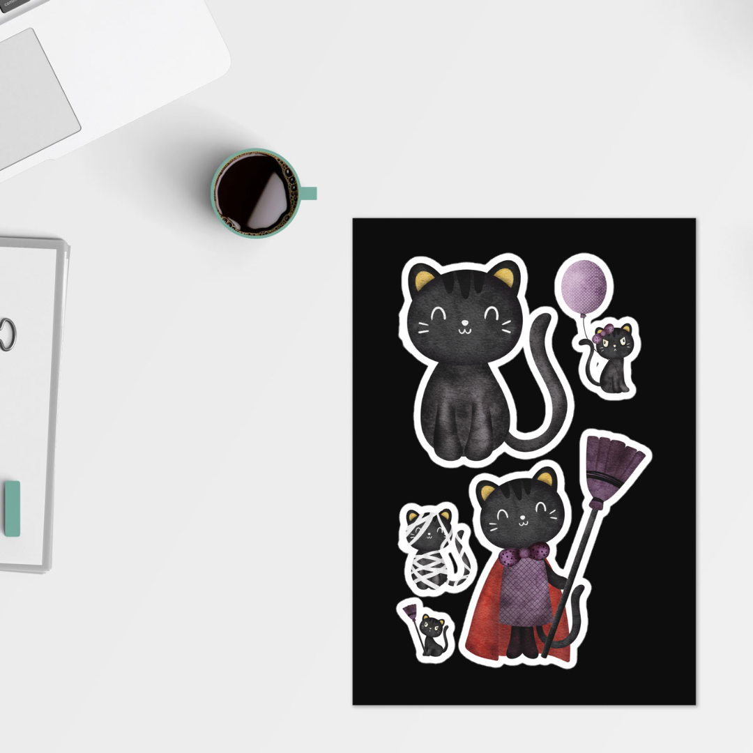 Halloween Cats Family Sticker Sheet