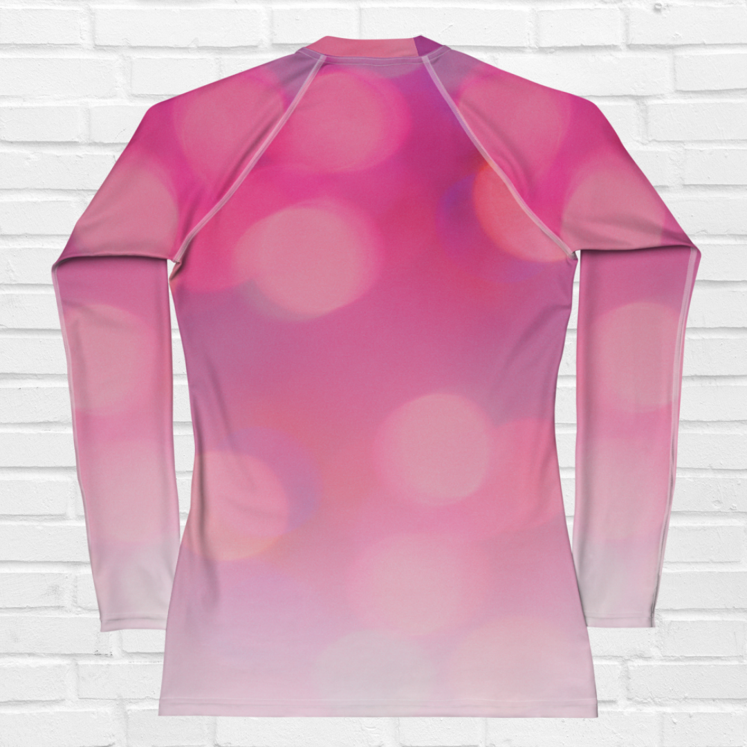 Women's Rash Guard Plus Size Bokeh Fuchsia Touch