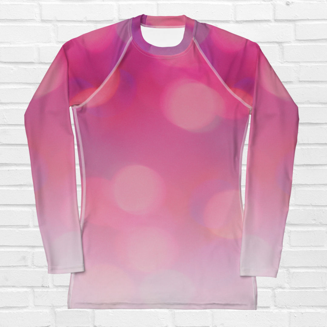 Women's Rash Guard Plus Size Bokeh Fuchsia Touch