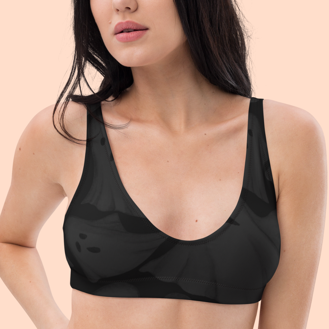 Eco-conscious Recycled Padded Bikini Top Ghosts Halloween Themed