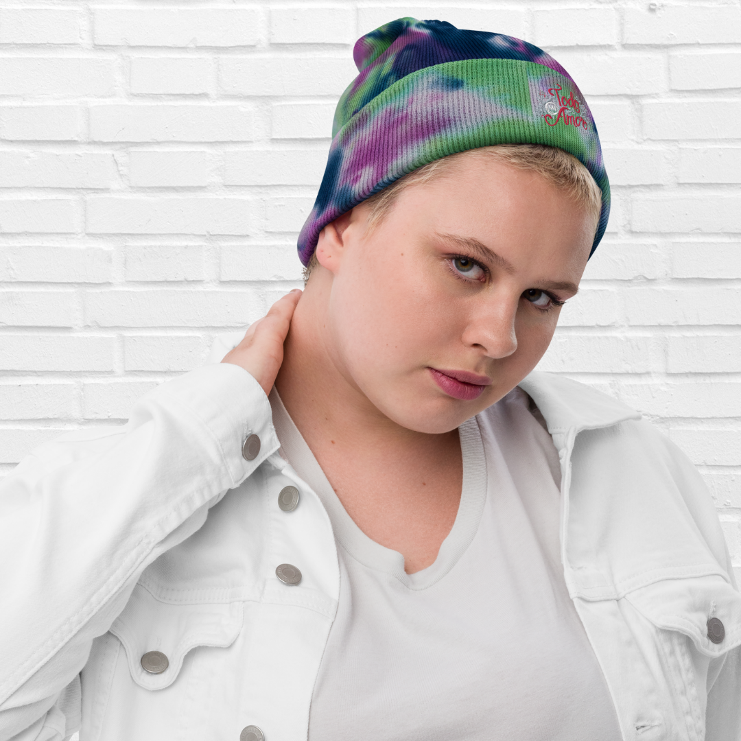 Unisex Embroidered Tie-dye Beanie Mexican Quote Spanish Hand Lettering Todo mi Amor