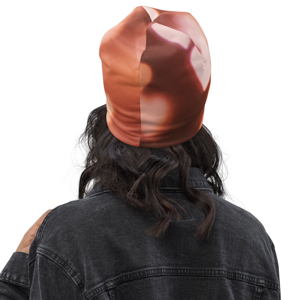 Fisherman Unisex All-Over Print Beanie. White Heart Prints!