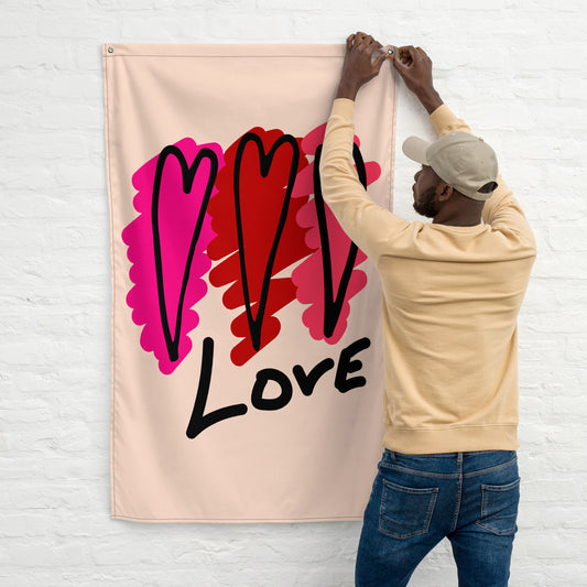 Hearts and Love Doodle Flag
