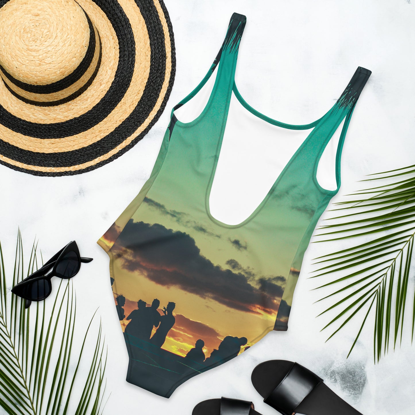 Fashionable Unique One-Piece Swimsuit Tropical Beach Party