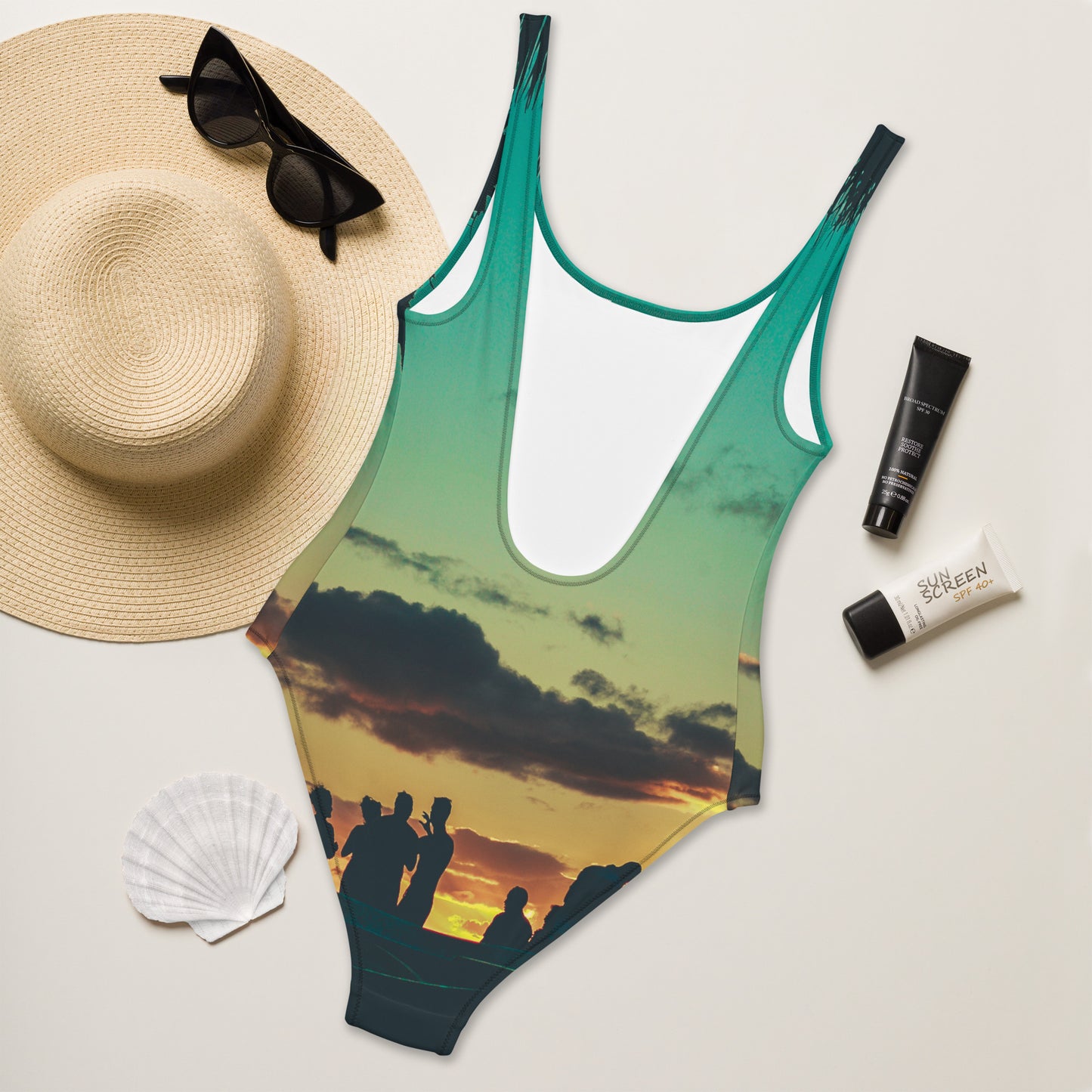 Fashionable Unique One-Piece Swimsuit Tropical Beach Party