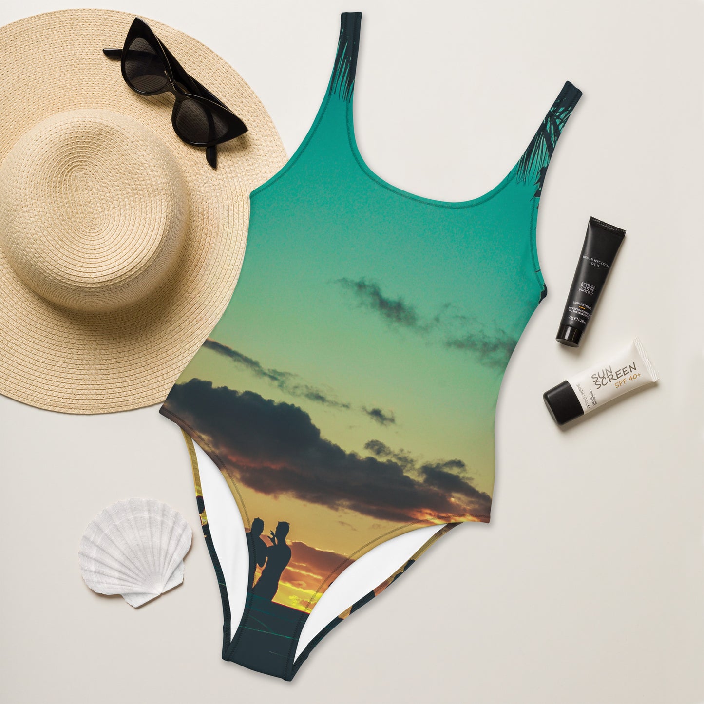 Fashionable Unique One-Piece Swimsuit Tropical Beach Party