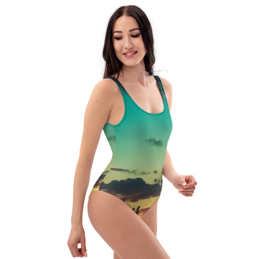 Fashionable Unique One-Piece Swimsuit Tropical Beach Party