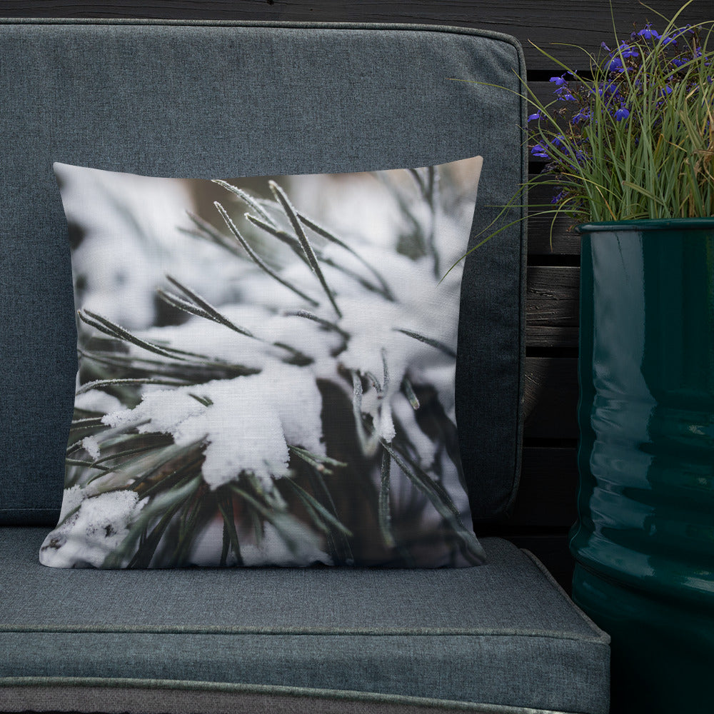 Decorative Premium Pillow for Bed or Sofa. Pine Tree with Fresh Snow!