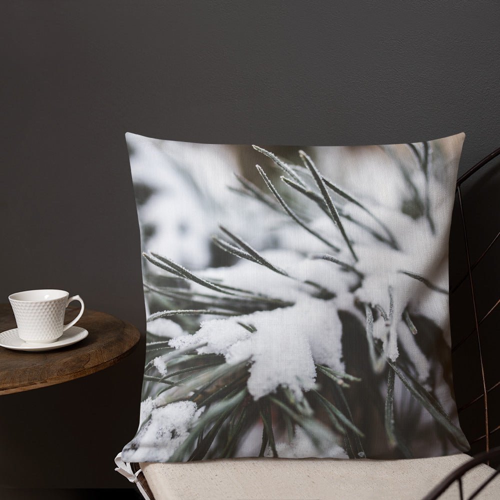 Decorative Premium Pillow for Bed or Sofa. Pine Tree with Fresh Snow!