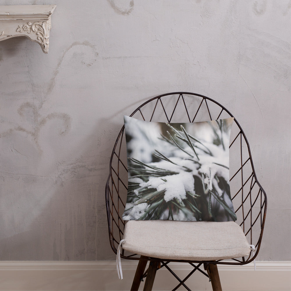 Decorative Premium Pillow for Bed or Sofa. Pine Tree with Fresh Snow!