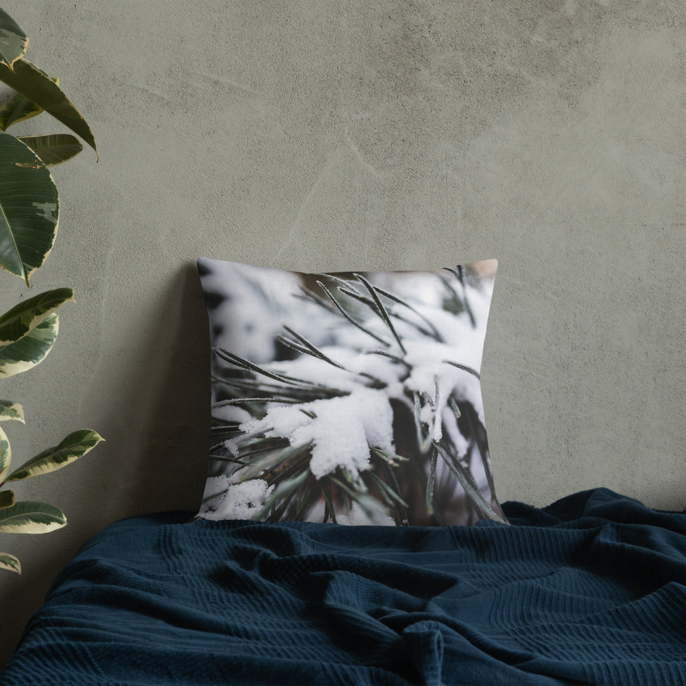Decorative Premium Pillow for Bed or Sofa. Pine Tree with Fresh Snow!