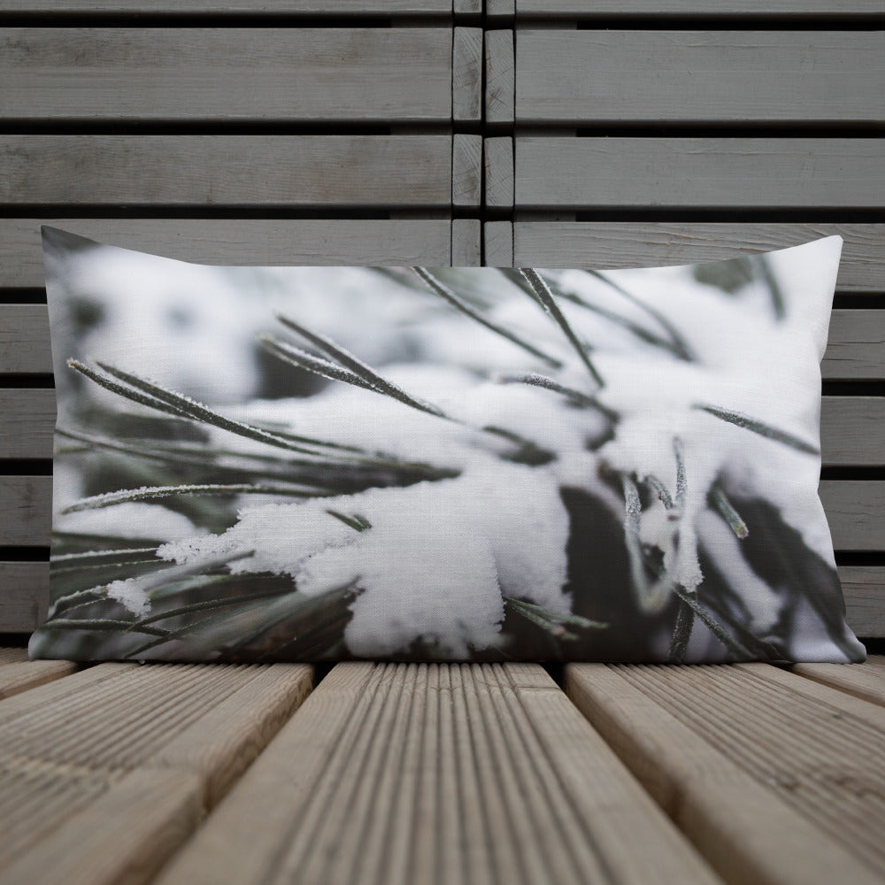 Decorative Premium Pillow for Bed or Sofa. Pine Tree with Fresh Snow!