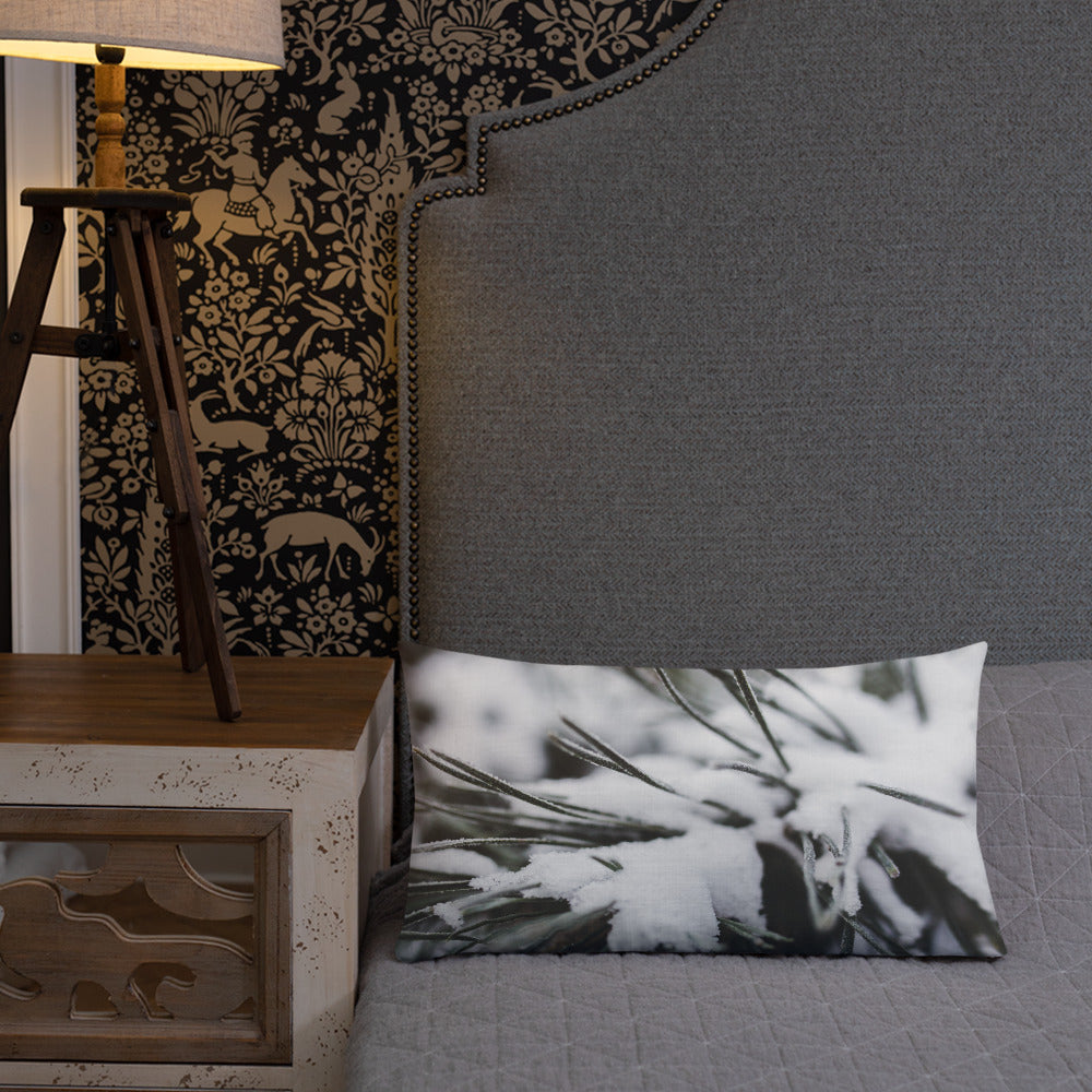 Decorative Premium Pillow for Bed or Sofa. Pine Tree with Fresh Snow!