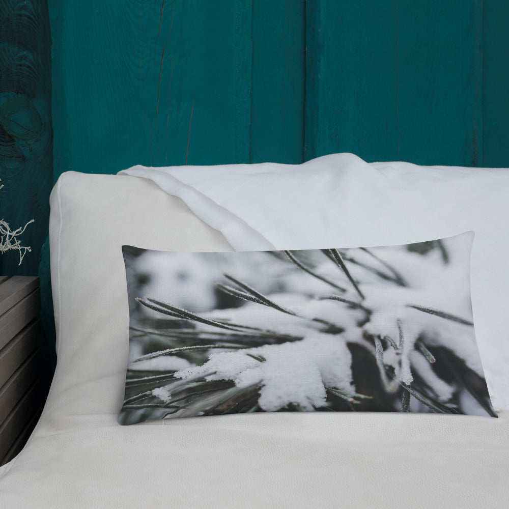 Decorative Premium Pillow for Bed or Sofa. Pine Tree with Fresh Snow!