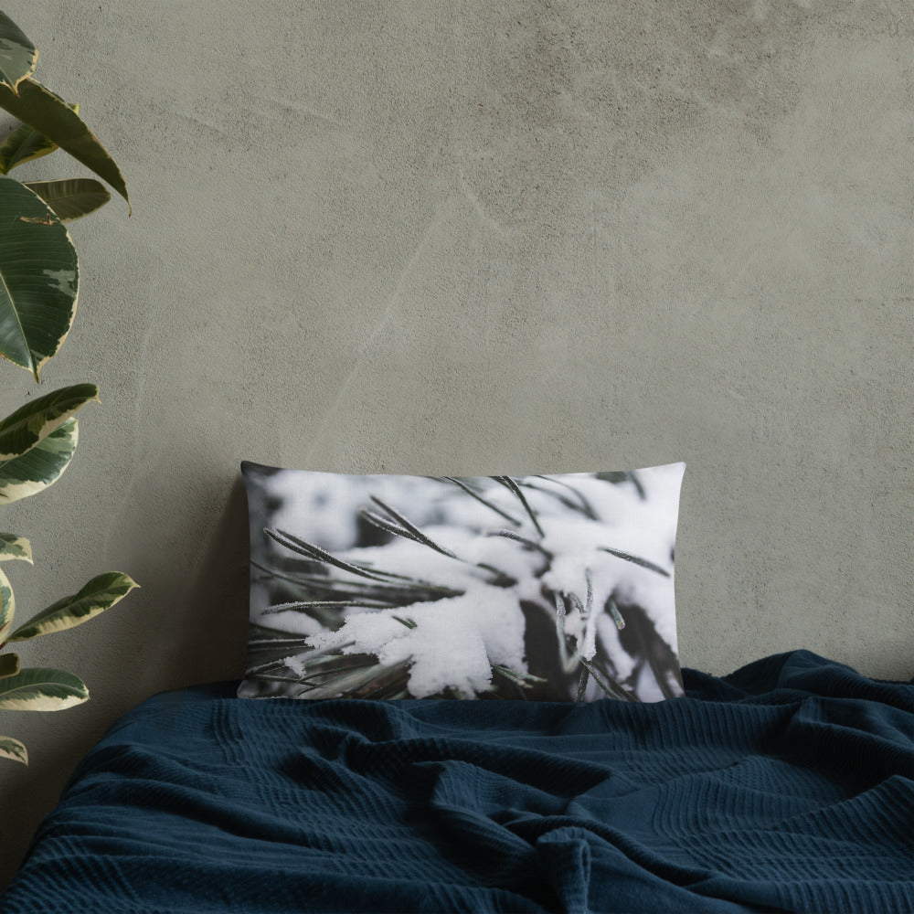 Decorative Premium Pillow for Bed or Sofa. Pine Tree with Fresh Snow!