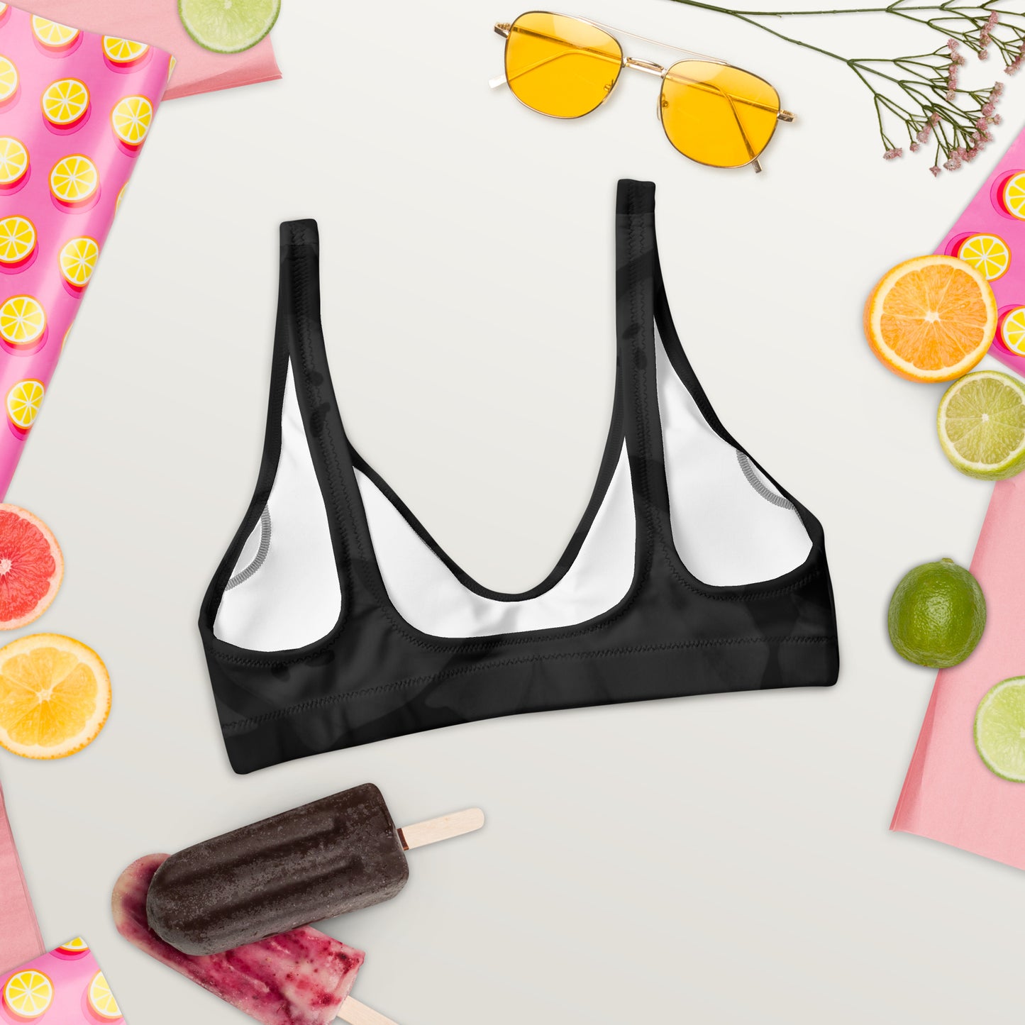 Eco-conscious Recycled Padded Bikini Top Ghosts Halloween Themed