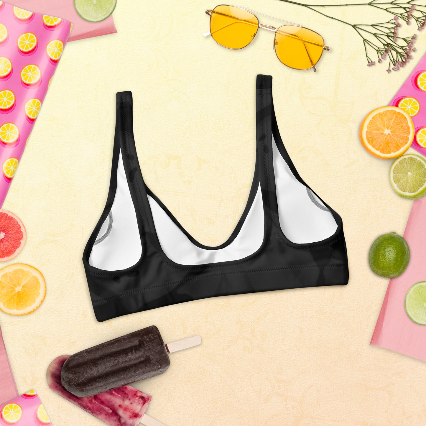 Eco-conscious Recycled Padded Bikini Top Ghosts Halloween Themed