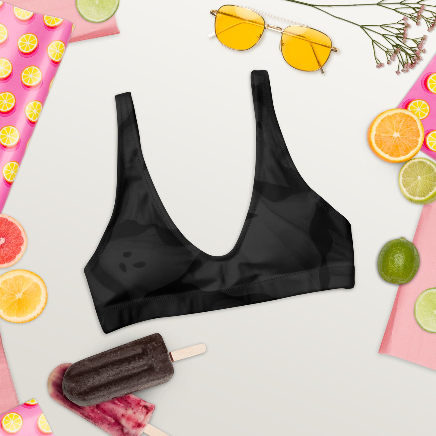 Eco-conscious Recycled Padded Bikini Top Ghosts Halloween Themed