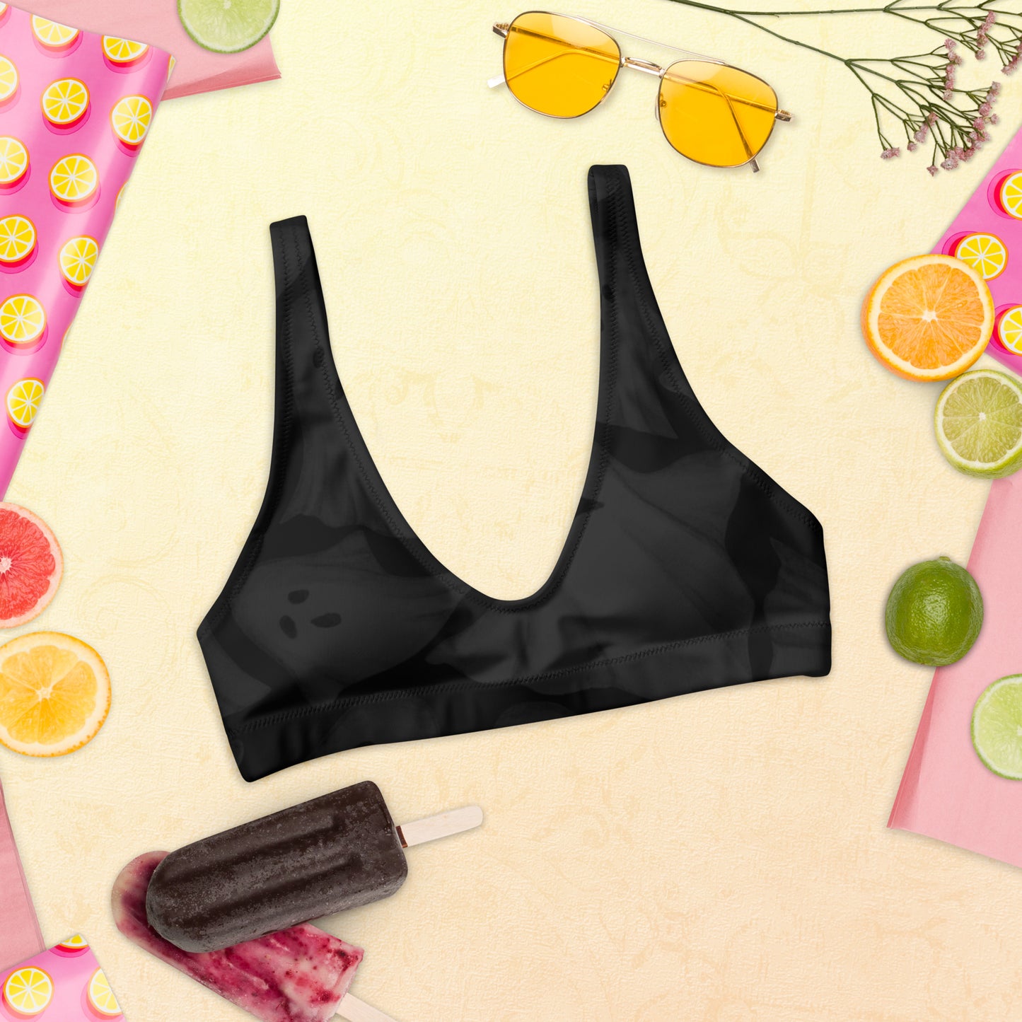 Eco-conscious Recycled Padded Bikini Top Ghosts Halloween Themed