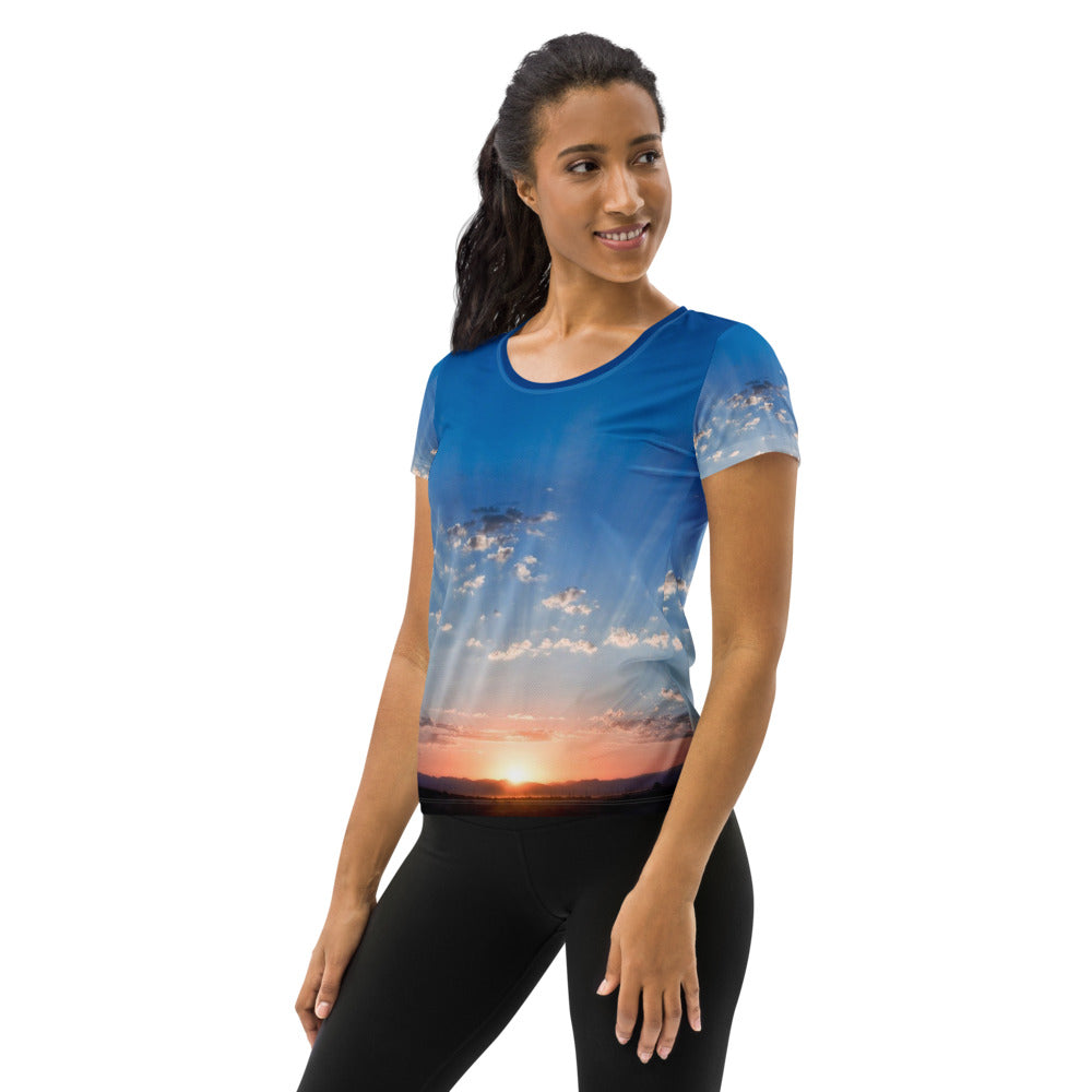 All-Over Print Women's Athletic Yoga T-shirt Sunset
