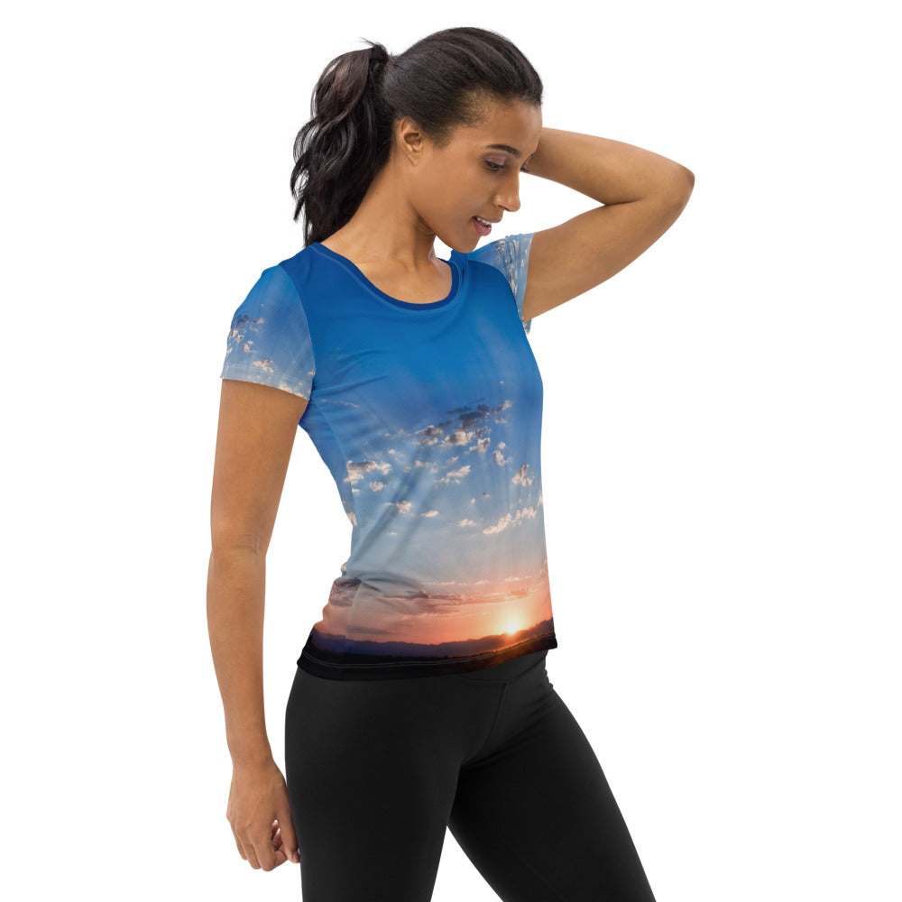 All-Over Print Women's Athletic Yoga T-shirt Sunset