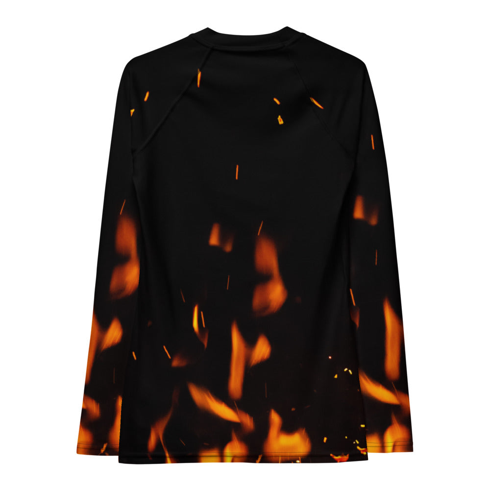 Cheerful Women's Rash Guard. Fire in Dark!