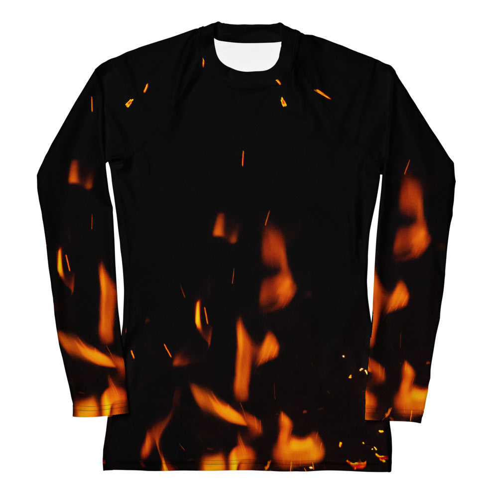 Cheerful Women's Rash Guard. Fire in Dark!