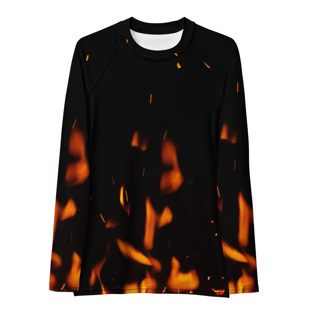 Cheerful Women's Rash Guard. Fire in Dark!