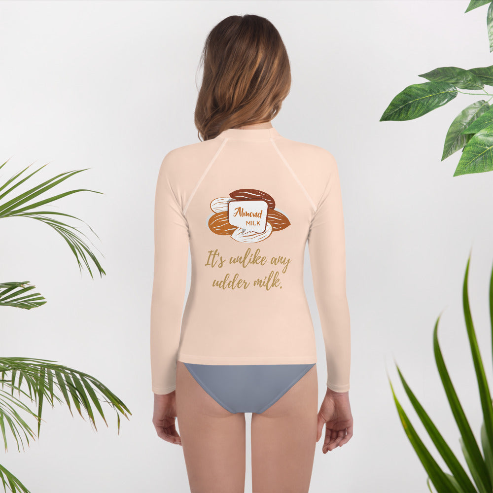 I Love Almond Milk Youth Rash Guard